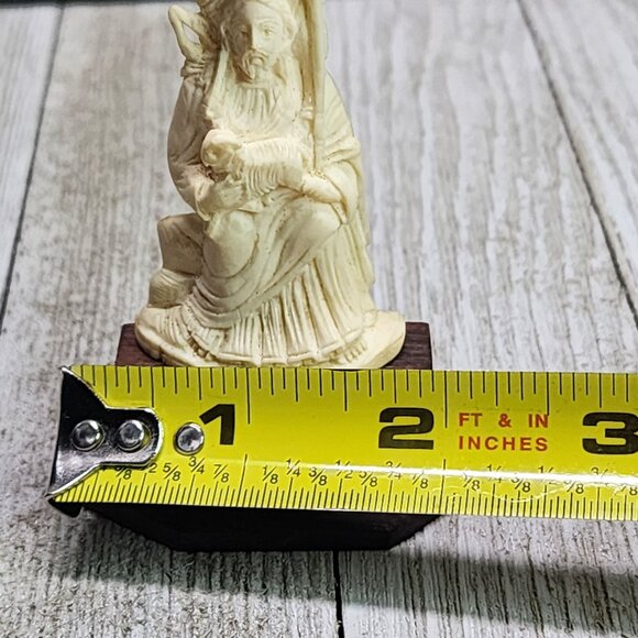 VTG Carved Christmas Display Shepard Holding Sheep and Staff Wood Base Nativity - Picture 7 of 7